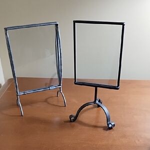 2 Metal Frames 4x6 3.5x5 Photos Silver Black Modern Industrial Stocking Stuffer